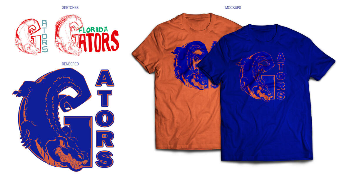 A shirt design I created as a gift for my brother since he&#39;s a University of Florida Gators fan. I decided to create this design by only using the University of Florida&#39;s blue and orange brand colors since the colors are already heavily contrasting and abl
