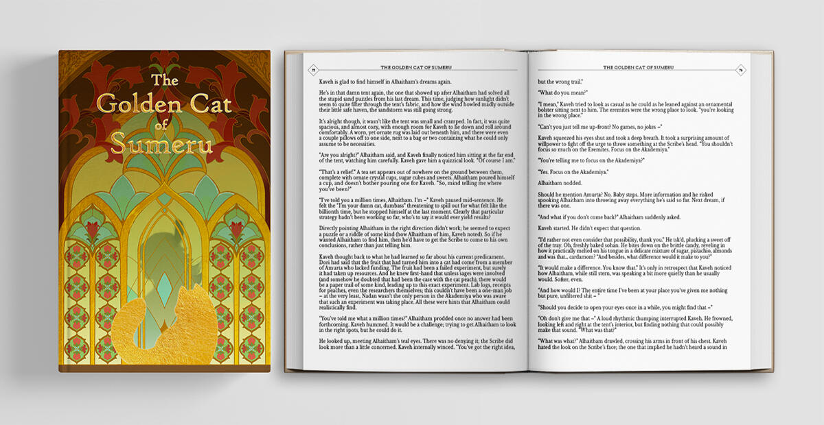 Persian-inspired Cover Art for the "Golden Cat of Sumeru"