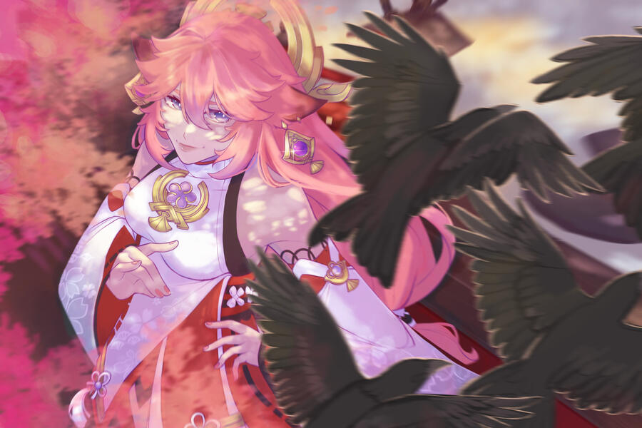 Fanart of the character Yae Miko from &quot;Genshin Impact&quot; that I drew for fun.