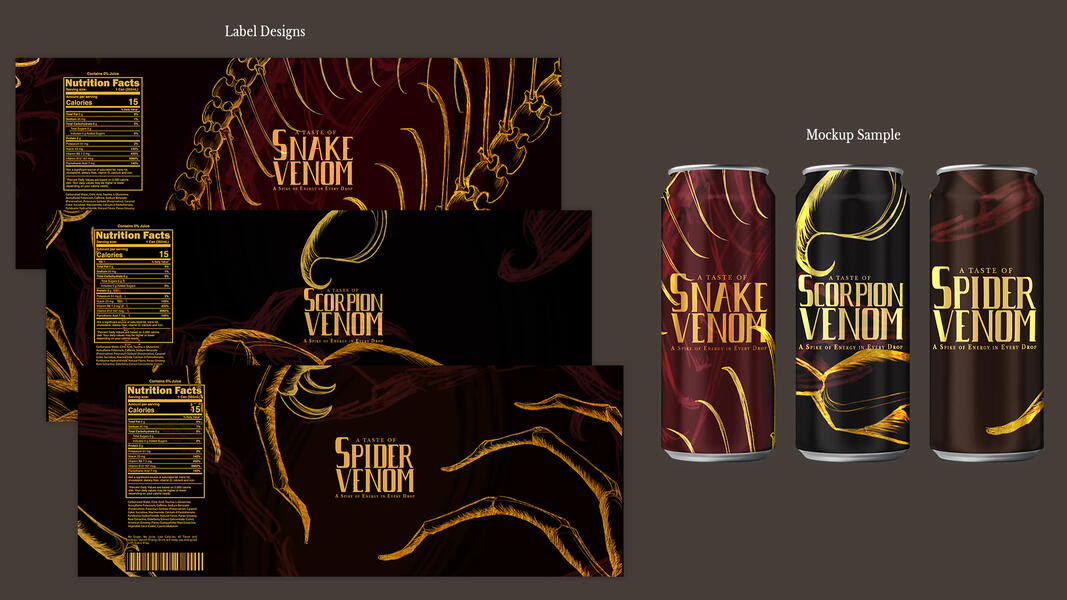 Venom Energy Drink Label Designs and Mockups