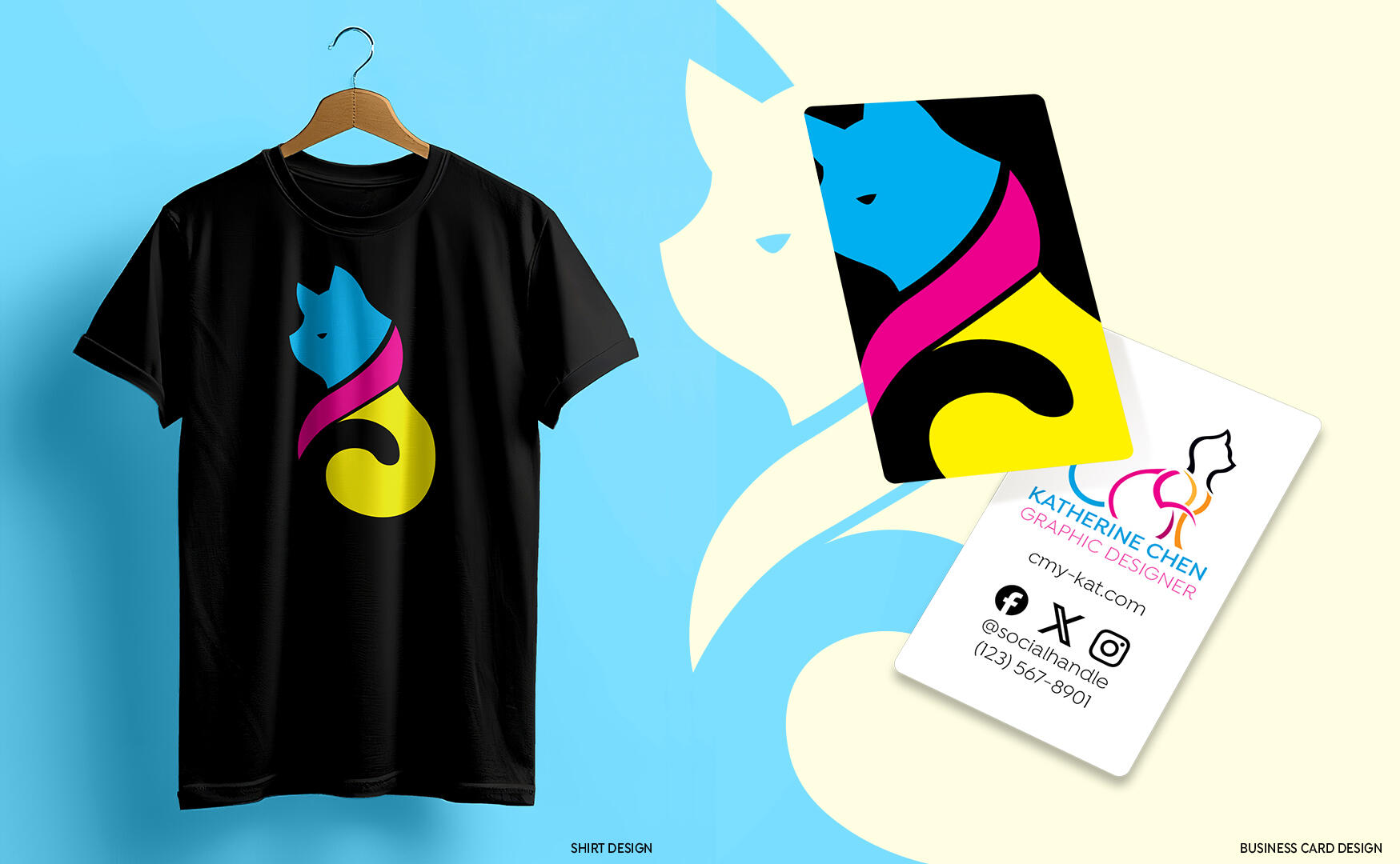 CMYKat Shirt and Business Card Mockups