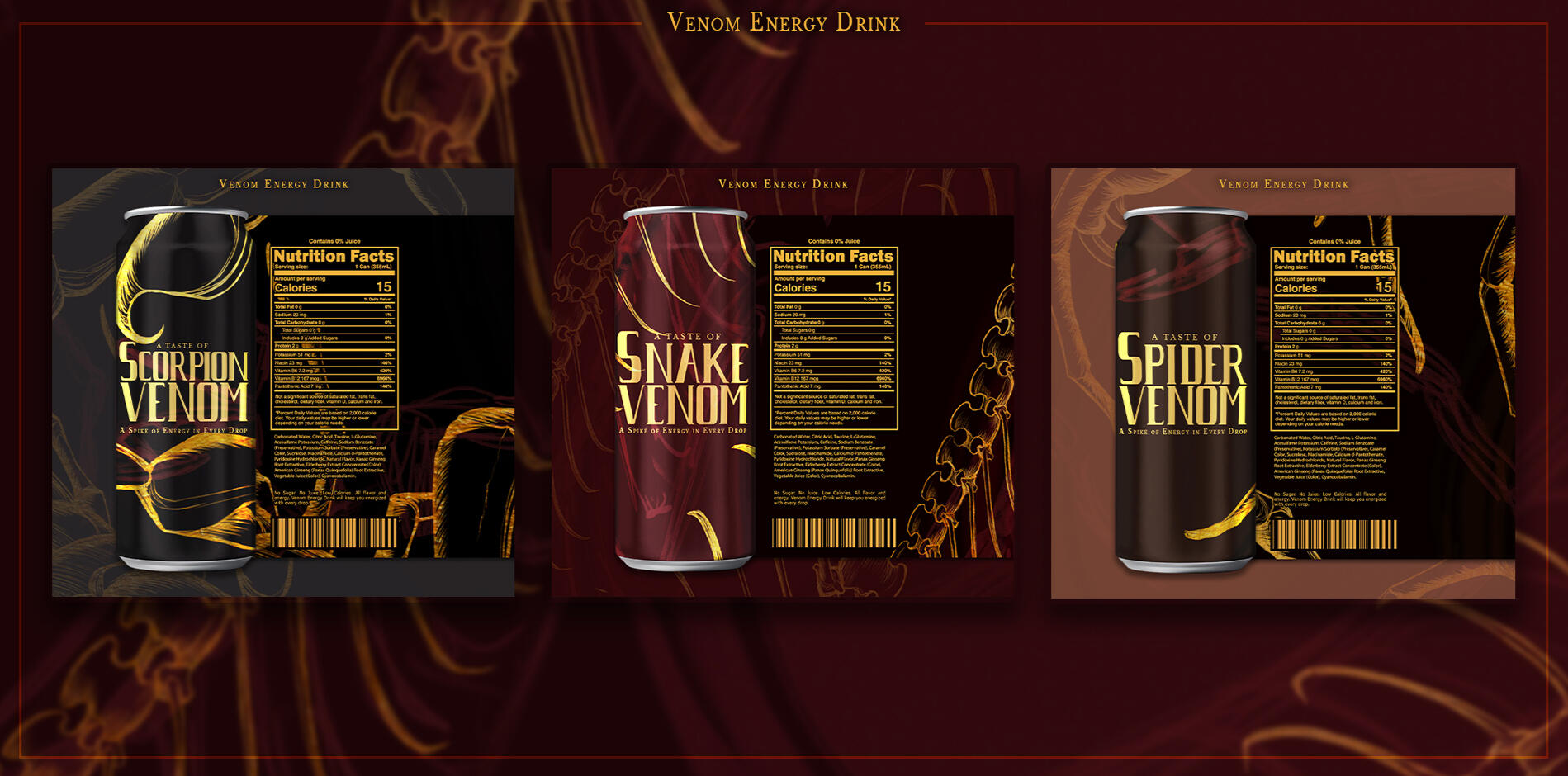 Venom Energy Drink label mockup previews