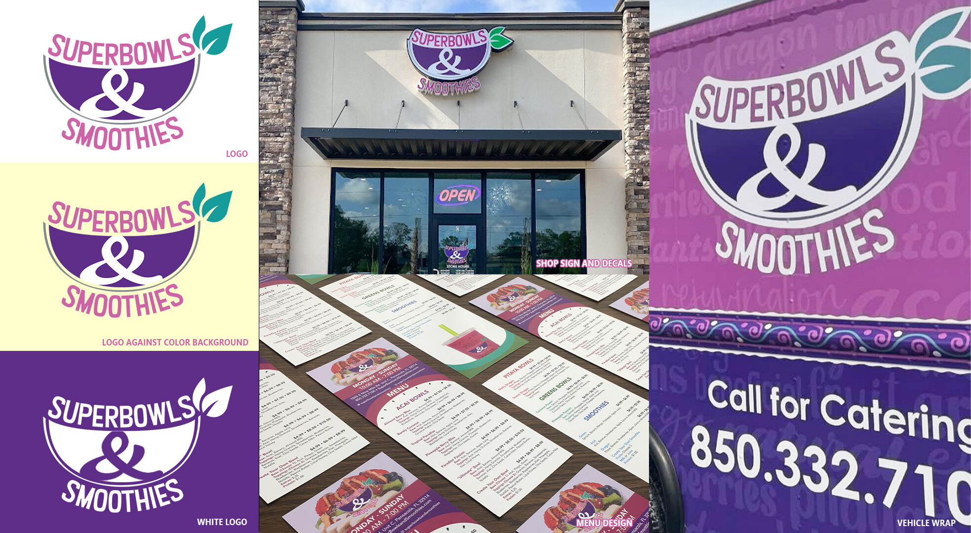Superbowls & Smoothies Logo and Menu Design
